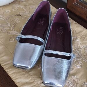 Franco Sarto Metallic Silver Flats